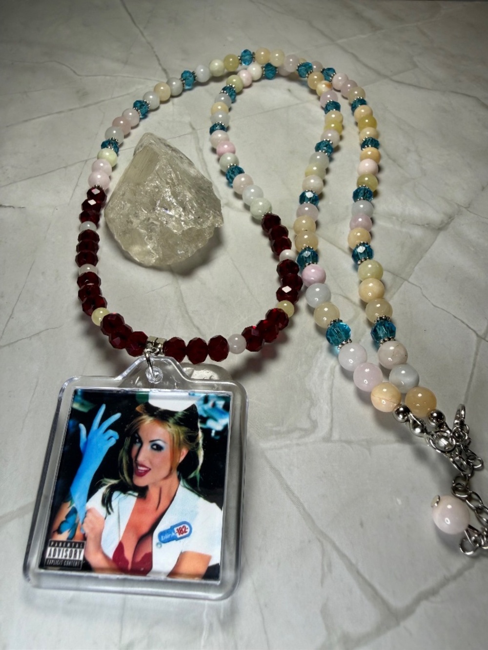 Morganite, Aquamarine, & Garnet Enema Necklace